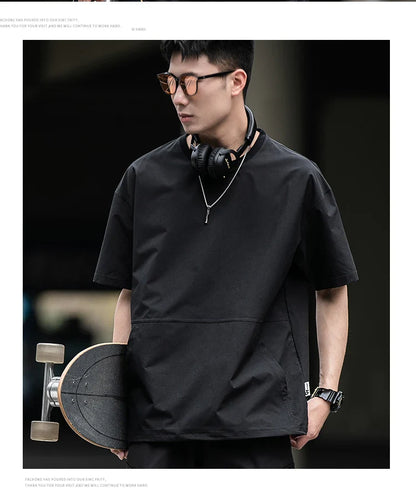 Men's Summer Thin Short Sleeve T-Shirt Ice Silk Quick Dry Large Size round Neck Sport Loose Casual Workwear Breathable Sweat ...