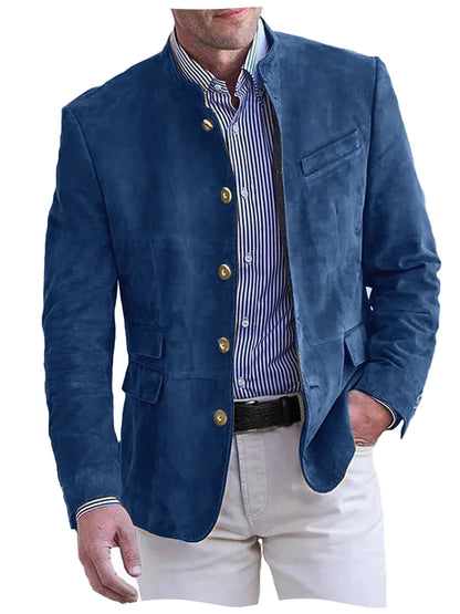 Autumn Winter Men's Casual Blazer Fashion Single-Breasted Snowflake Fleece Jacket Solid Color Daily Work Business Party Coats