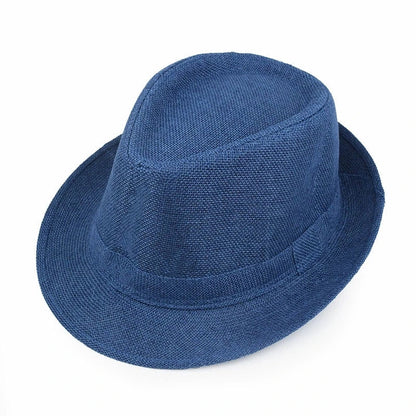New Summer Linen Fedora Jazz Hat British Style Unisex Straw Hat Beach Sun Hat Sun Protection Korean Style Sun Hat