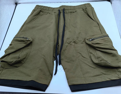 Men‘s Cargo Shorts Cotton Workout Fitness Shorts Breathable Jogger Training Gym Bodybuilding Multi Pocket Thick Shorts
