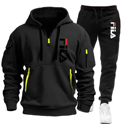 Autumn and winter hot selling men's hooded sweatshirt+casual pants two-piece outdoor multi pocket pullover and sports pants set