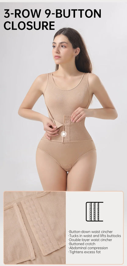 Woman Slim Bodysuit Shapewear with Zipper Belt Women Tummy Control Fajas Body Shaper Waist Trainer Slimming Cincher Corset Tops