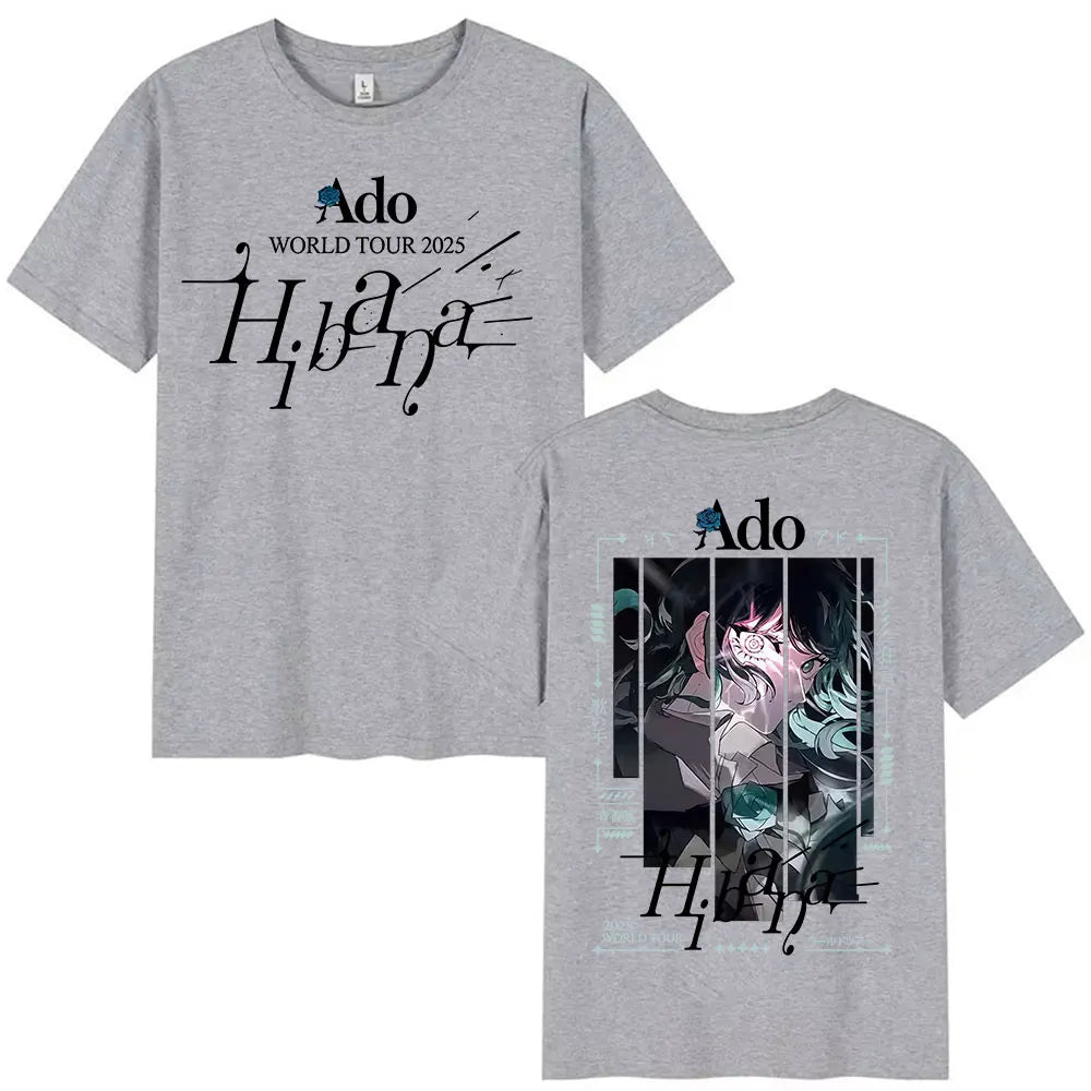 Japanese Ado Hibana WORLD TOUR 2025 New T-Shirts Men Women Clothing Gothic Short Sleeve T Shirt Hip Hop Oversized Cotton T-shirt