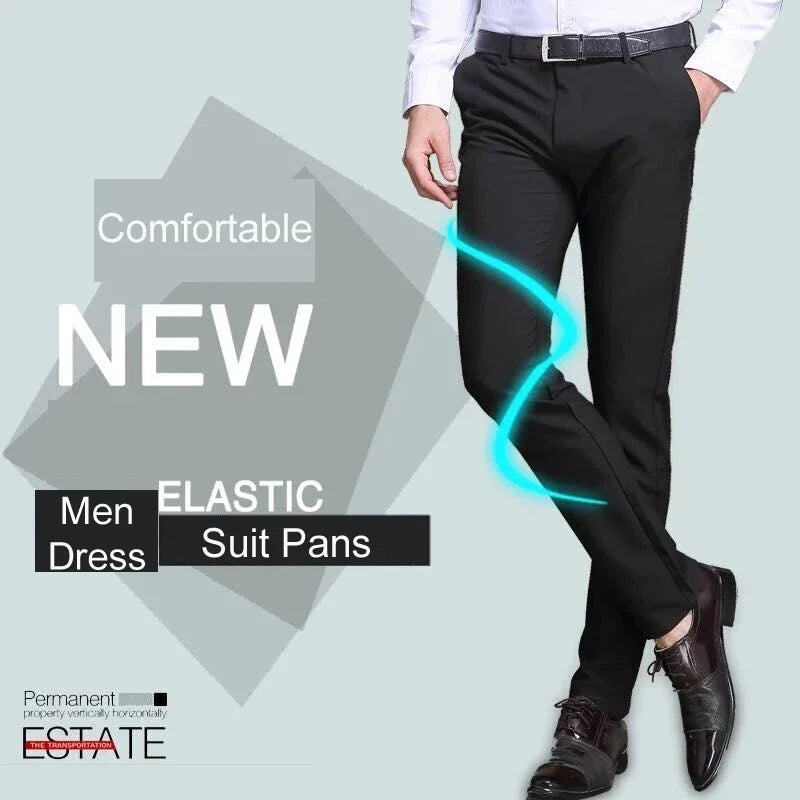Black Suit Pants for Men Spring and Autumn Stretchy and Non-Ironing Office Trousers Slim Fit Formal Pants for Men Dress Pants