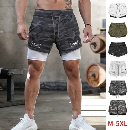 Men's Summer Quick Dry Running 2 in 1 Shorts Sports Jogger Short Pants Male Gym Fitness Workout Sweatpants Plus Size M-5XL