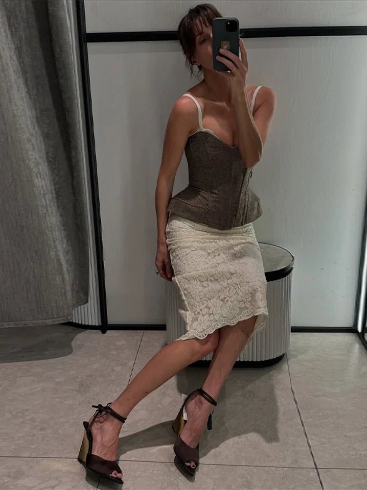 Women's Vest Spaghetti Strap Corset Top Street Female Panelled V-neck Sleeveless Backless Slim Party Evening Tops New Streetwear