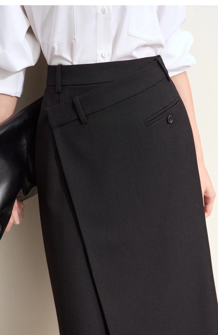 Minimalism 2024 Autumn Skirts for Women New Commuter Intellectual One-piece Wrap A-line Solid Slim Blazer Skirt 12443019