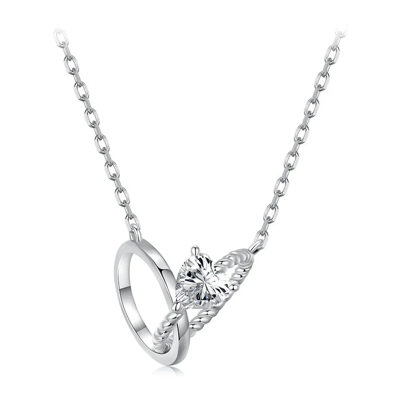 925 Sterling Silver Interlocking Ring Necklace, Dainty Gold Plated Pendant Necklace for Women Valentines Mothers Day Gift