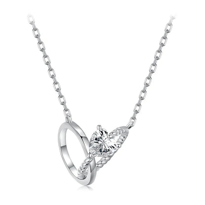 925 Sterling Silver Interlocking Ring Necklace, Dainty Gold Plated Pendant Necklace for Women Valentines Mothers Day Gift