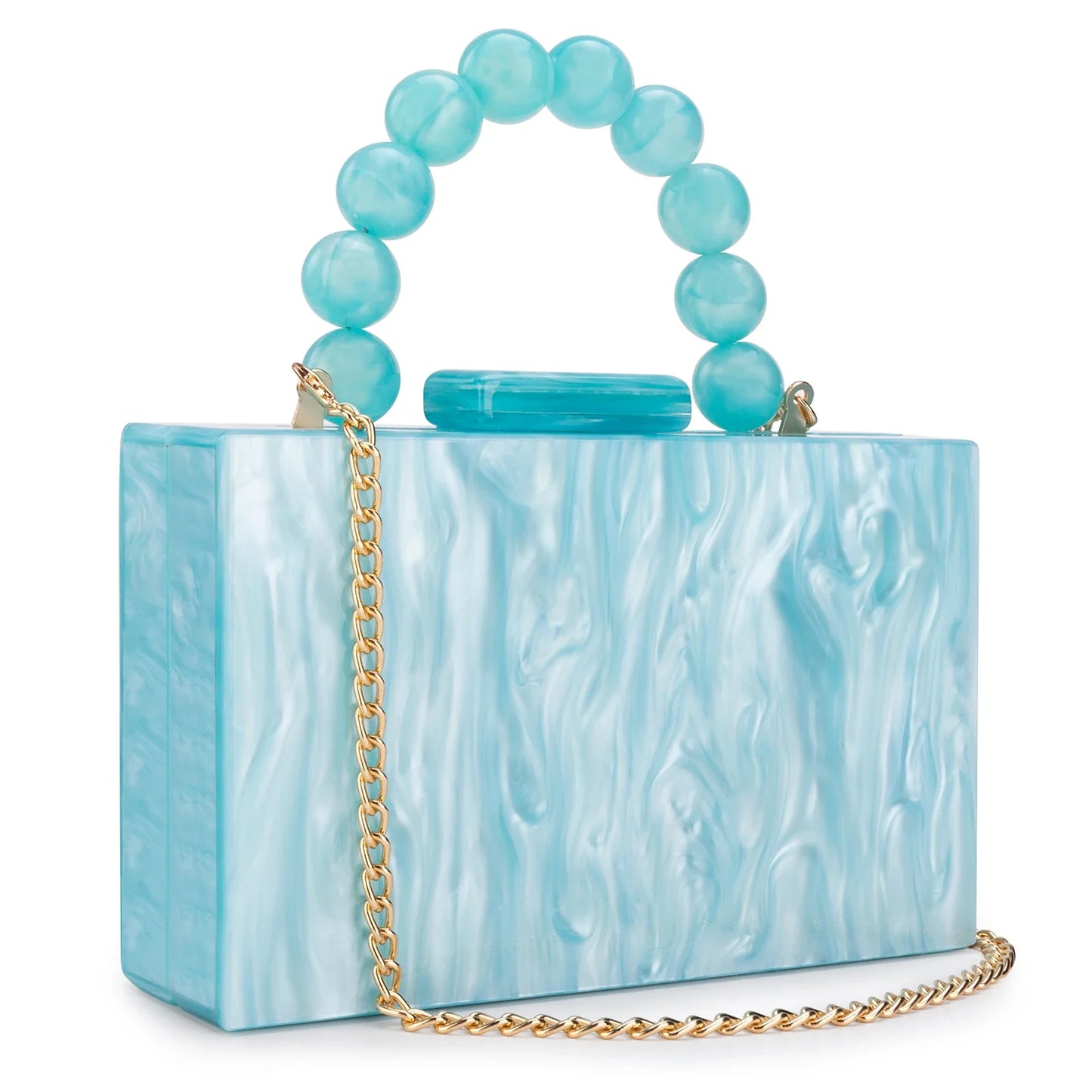 Beading Handbag Marble Acrylic Luxury Box Clutch Evening Bags Wedding Party Chain Shoulder Bag Dinner Dress Purse Festival Gift