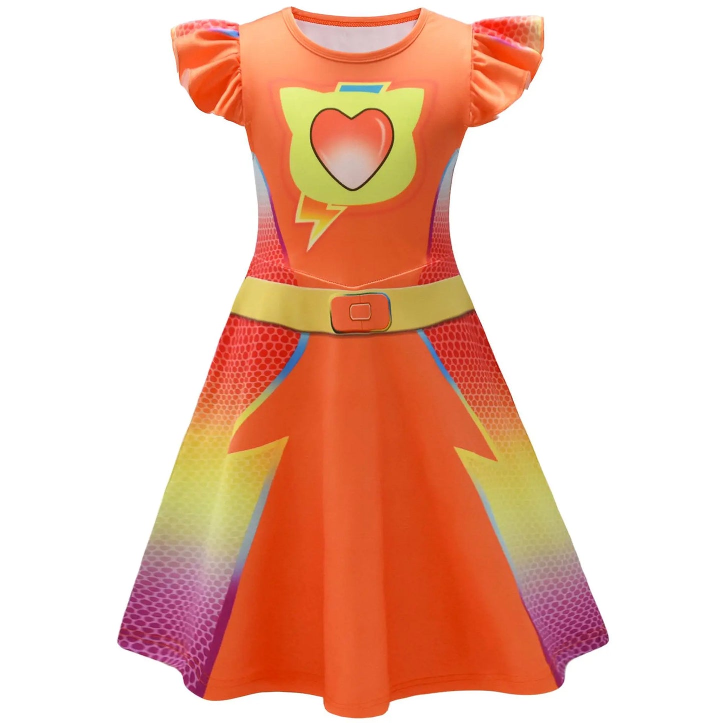 Children's SuperKitties Dresses Super Kitties Cosplay Costume Girls Flying Sleeves A-Line Dress Bag Mask Carnival Birthday Gift