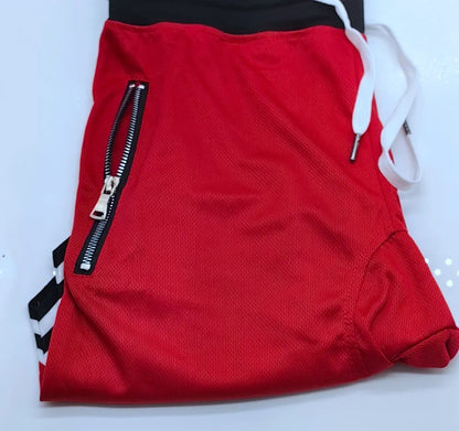 Mens Fire Red Shorts Casual Basketball Shorts Gym Fitness Short Joggers Shorts Workout Bodybuilding Breathable Board Shorts Male