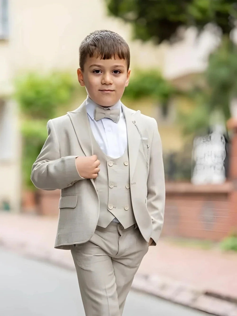 Newest Boys Suits Peak Lapel 3 Pieces Wedding Ring Bearer Outfit Classic Comfortable Kids Suit Set Performance Tuxedo