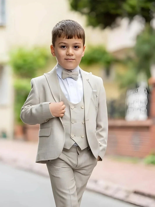 Newest Boys Suits Peak Lapel 3 Pieces Wedding Ring Bearer Outfit Classic Comfortable Kids Suit Set Performance Tuxedo