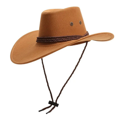 Fashion Western Style Western Cowboy Hat Ethnic Style Large Brim Felt Fedora Hats Jazz Hat Unisex