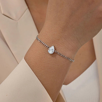 1CT 2CT 3CT Pear Cut Adjustable Moissanite Bracelets for Women Dainty Bridal Jewelry Lab Diamond Chain Pure 925 Silver