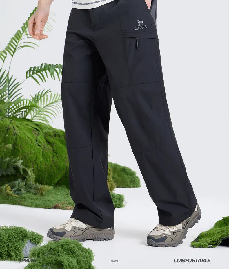 Men's Outdoor Hiking Pants 2026 Summer Sports Waterproof Straight Paratrooper Light Loose Mountaineering Pants