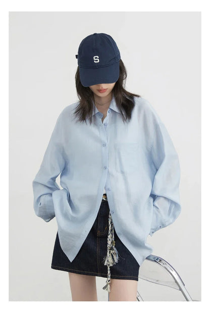 Women Long Sleeve Shirts Solid Loose Casual New Style Design Back Hollow Out Shirt Female Blouse Spring Summer 2026