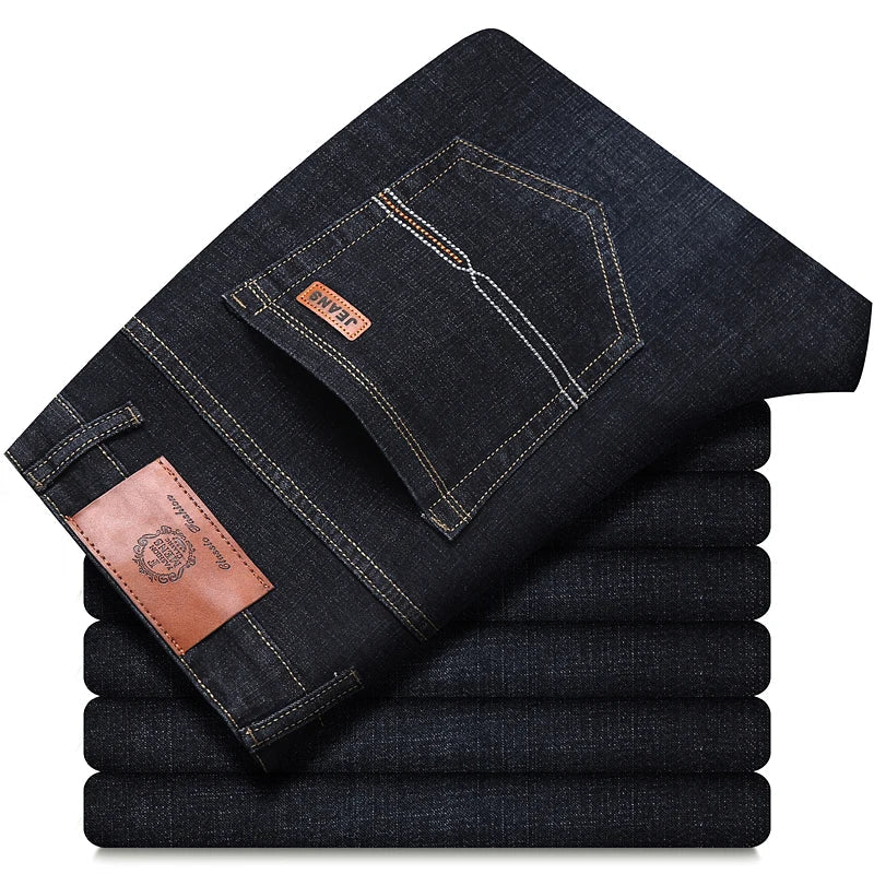 Men's classic high-end fashion versatile jeans, soft and slightly elastic black business denim pants, stylish upper body