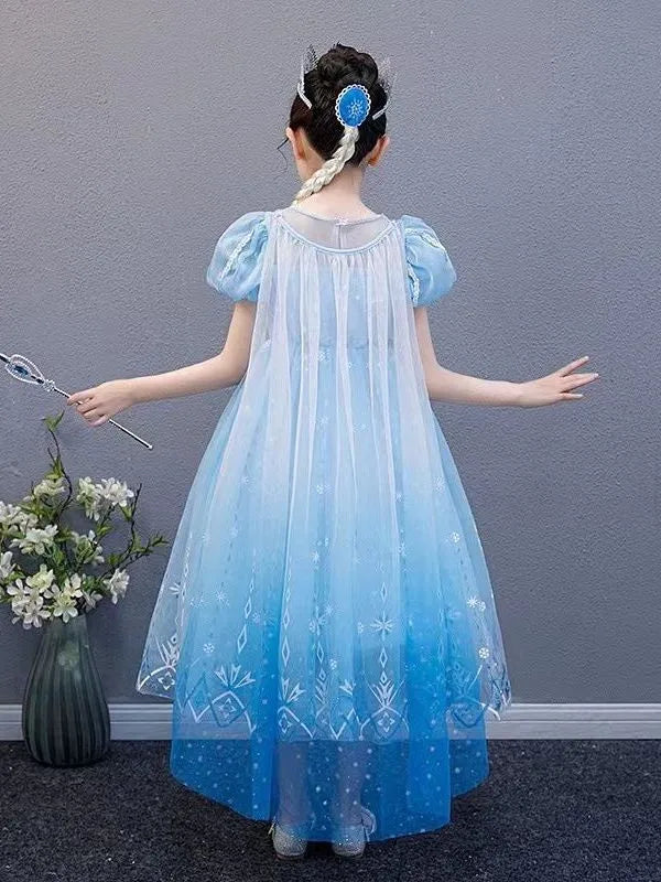2026 Summer Frozen Costume Princess Dress for Girls White Sequined Carnival Dress Kids Cosplay Snow Queen Elsa Dress For Girls