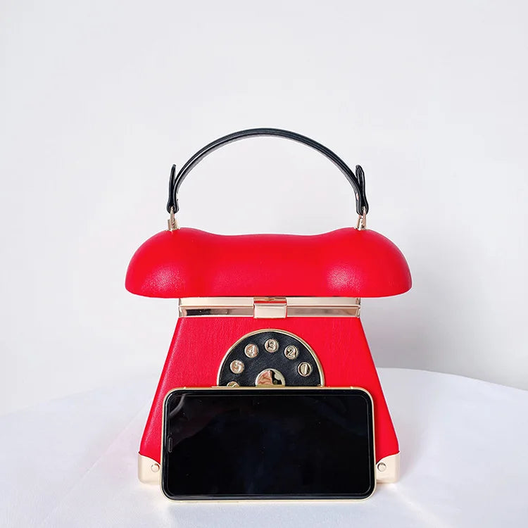 Handle Telephone Shaped Women Evening Handbags Designer Party Clutch Purse Chic Shoulder Bags Female Leather Crossbody Bag Totes