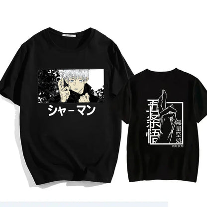 Jujutsu Kaisen Satoru Gojo Unisex Pure Cotton T-shirt 2026 Summer Anime Print Round Neck Casual Parent-child Short Sleeved Top