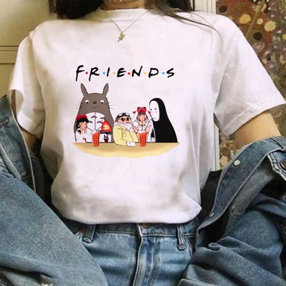 Miyazaki Hayao Kawaii T-shirt Graphic Tshirt Clothes Fashion Totoro Studio Ghibli Cute Anime T Shirt Women Harajuku