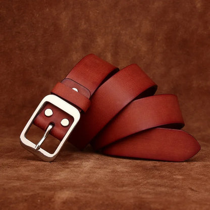 3.8CM Pure Cowhide Stainless Steel Needle Buckle Genuine Leather Casual Jeans Belt Men High Quality Luxury Male Strap Cintos