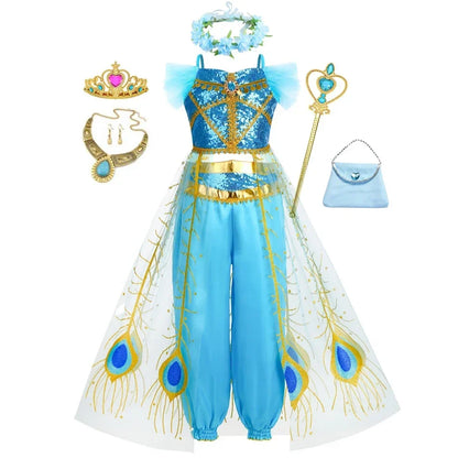 Halloween Party Princess Dress Kids Jasmine Costume