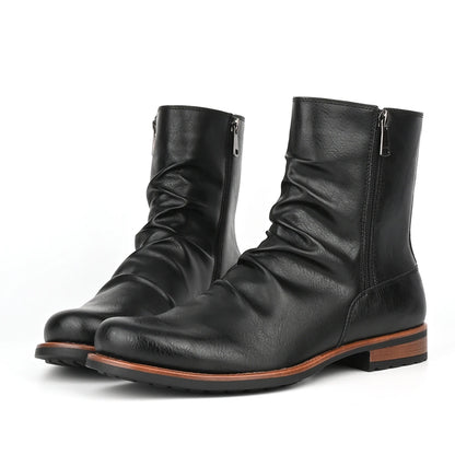 Men's British Style Low-Heeled Retro Boots for Everyday Casual Wear