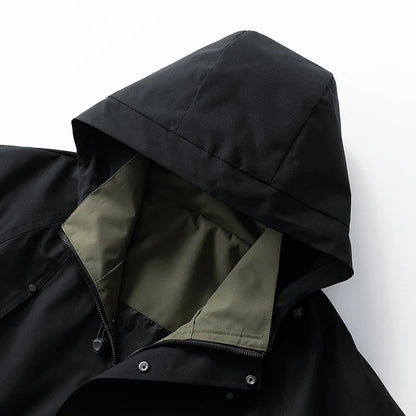 Waterproof Jacket Men Outdoor Softshell Zip Up Hooded Jacket Windbreaker Hiking Camping Coats Lightweight Spring Autumn Coats