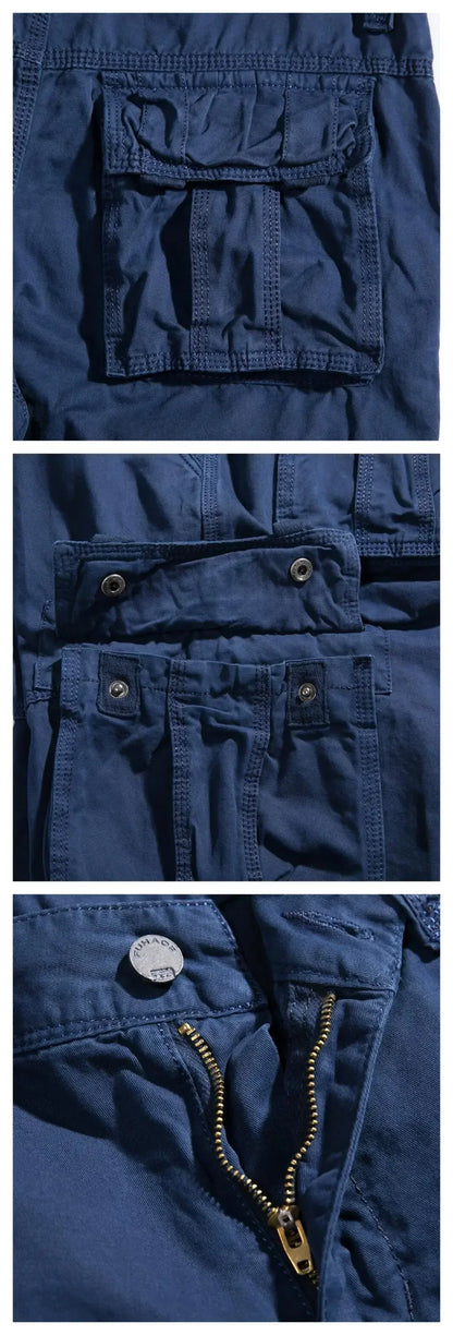 Casual Pants Men Straight Leg Cotton Cargo Trouser Male Multi Pocket Work Fishing Wear Military Style Summer Spring Khaki Black