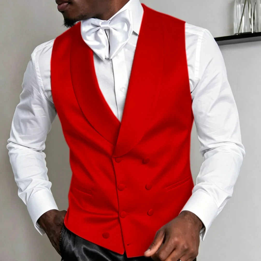 Men Vest White Double Breasted Solid With Lapel Waistcoat For Wedding Banquet Business Work Office Casual Daily Men Suit Vest