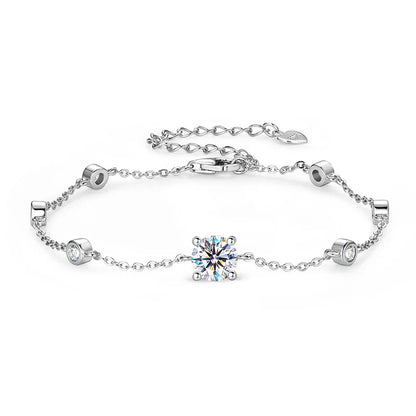 7 Stones 100% Real Moissanite Bracelets for Women D Color Four-claw S925 Sterling Silver Luxury Chain Lab Diamond Jewelry