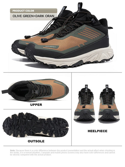 Men Hiking Shoes Outdoor Waterproof Resistant Sneakers Male Winter Comfort Plush Warm Casual Walking Shoes Non-Slip