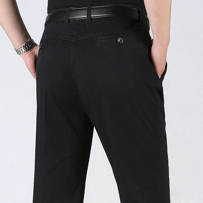 Men's American Chino Pants Double Pleated Classic Fit Dress Pant Business Casual Golf Pants Pure Cotton Trousers