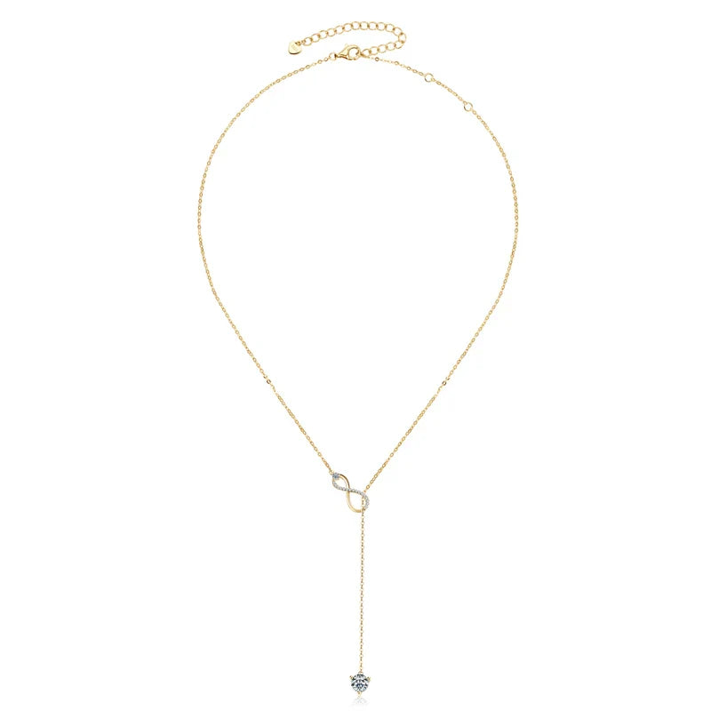 Certified Moissanite Heart Infinite Pendant Necklace Chain for Women S925 Sterling Silver Necklaces Fine Jewelry Gifts