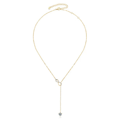 Round Moissanite Infinity Charm Pendant Necklace for Women S925 Sterling Silver Necklaces Chains Wedding Jewelry Gifts