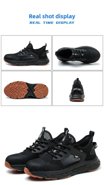 Fashion 2025 New Summer Breathable Safety Work Shoes Sneakers Comfortable Steel Toe Anti Puncture Indestructible Men Boots