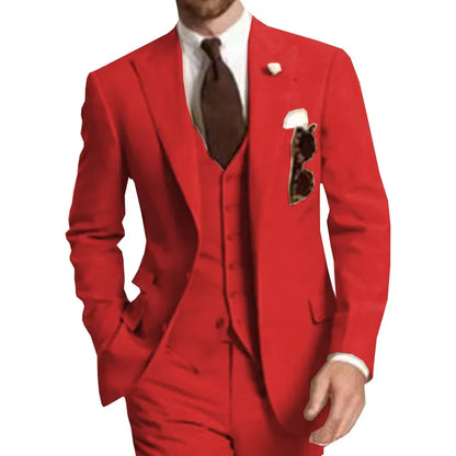 Business Party Best Men wedding Suit Peaked Lapel Two Button Custom Made Wedding Groom Tuxedos Jacket Pants Vest