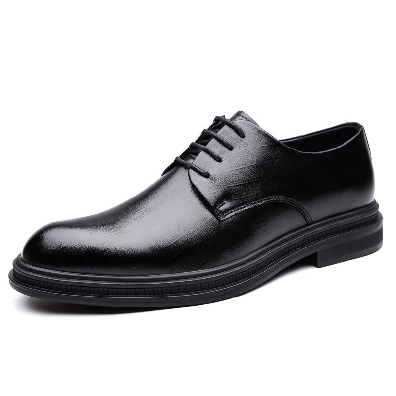 Men's Formal Leather Shoes Lace Up Breathable Non-slip Rubber Sole Lightweight Comfortable Dress Shoes Office & Special Occasion