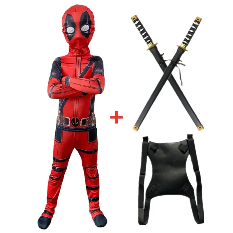 Movie Superhero Costume for Kids Justice Hero Bodysuit Halloween Mask Performance Costume Toddler Party  with Toy Gift