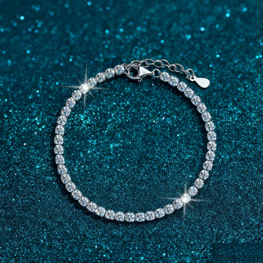 Bracelet de tennis ajustable en argent sterling 925 avec moissanite de 4,4 carats - Design de tempérament tendance - Luxe léger pour femme