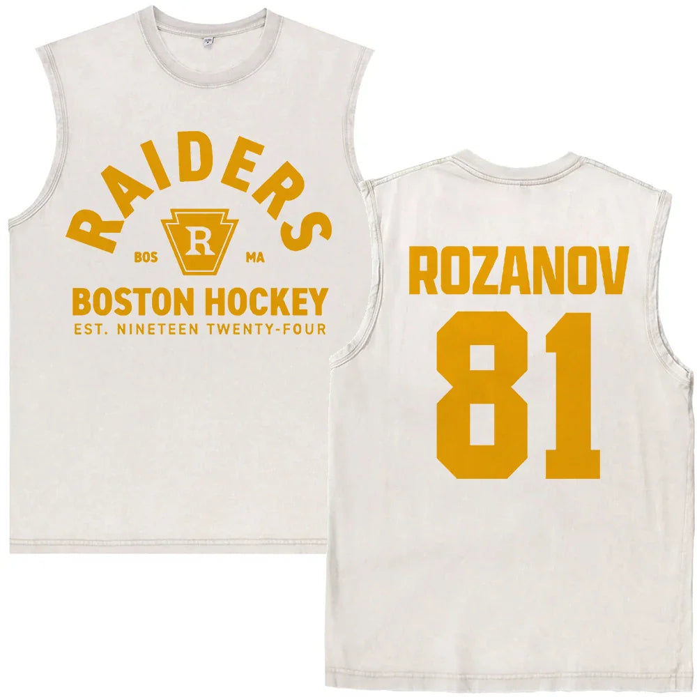 Vintage Washed Heated Rivalry Ilya Rozanov 81 Boston Raiders Tshirt Men Shane Hollander 24 Montreal Metros 100% Cotton Tees Tops