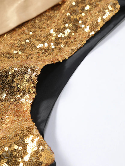 Men's Gold Sleeveless Blazer, Round Sequin-embellished Blazer Jacket, Perfect for Weddings, Parties, DJ Events, and Nightclubs.