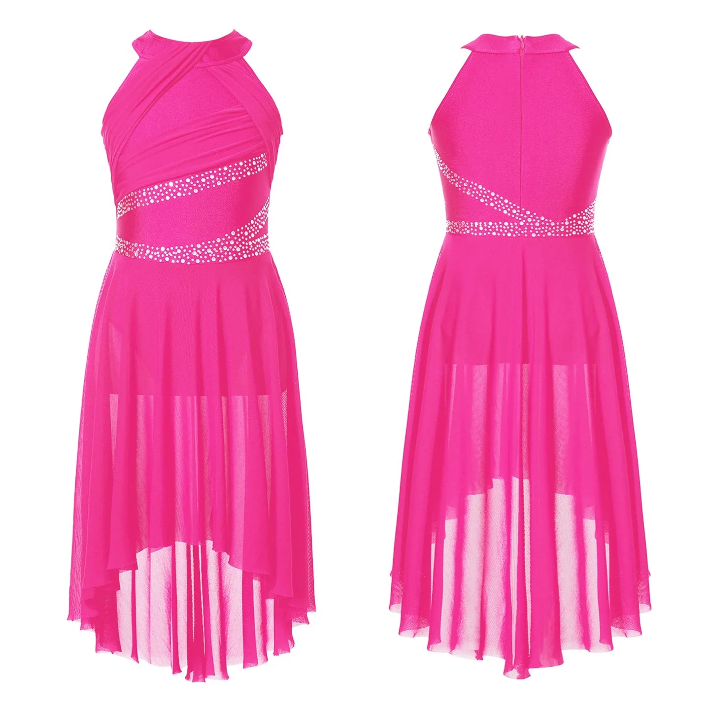 Toddler Girls Rhythmic Gymnastics Ballet Lyrical Contemporary Dance Costume Rhinestone Leotard Skating Jersey Tango Dresses