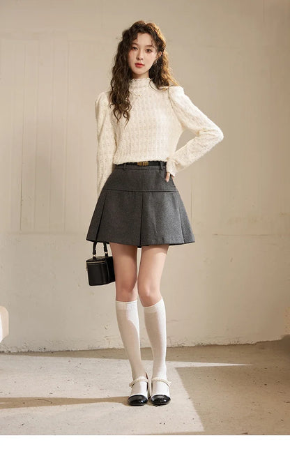 Lace Bottoming Shirt Women Autumn Winter Mock Neck Long Sleeve Knitted Pullover French Warm Inner Top Female MXC58Z0481