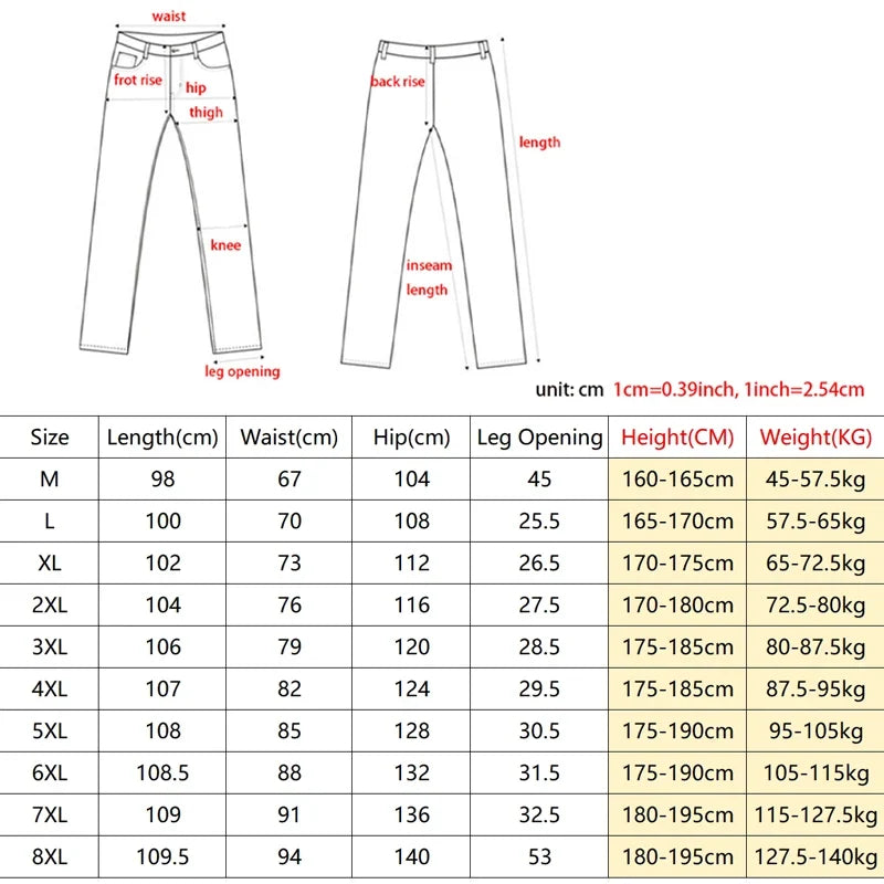 8XL Jeans New Wide Leg Washing Pants Men Trousers Neutral Solid Color Loose Casual Korean Fashion Pocket Plus Size Cargo Pant