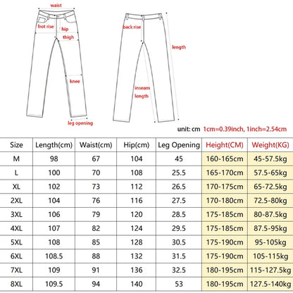 8XL Jeans New Wide Leg Washing Pants Men Trousers Neutral Solid Color Loose Casual Korean Fashion Pocket Plus Size Cargo Pant