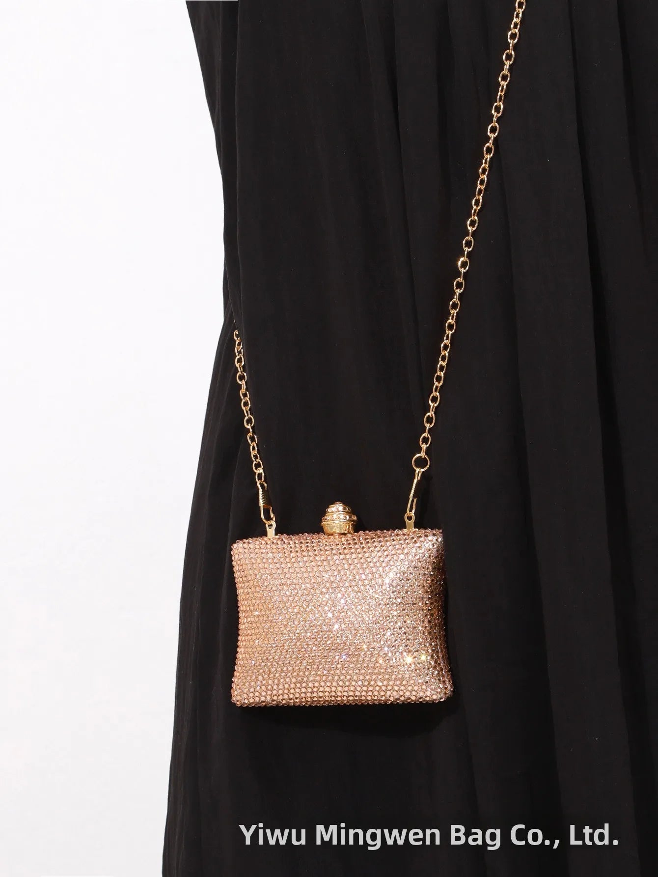 Diamond Crystal Handbag Evening Bag Cross-Border Wedding Ladies Party Shell Shape Polyester Handheld Bag with Lock Buckle